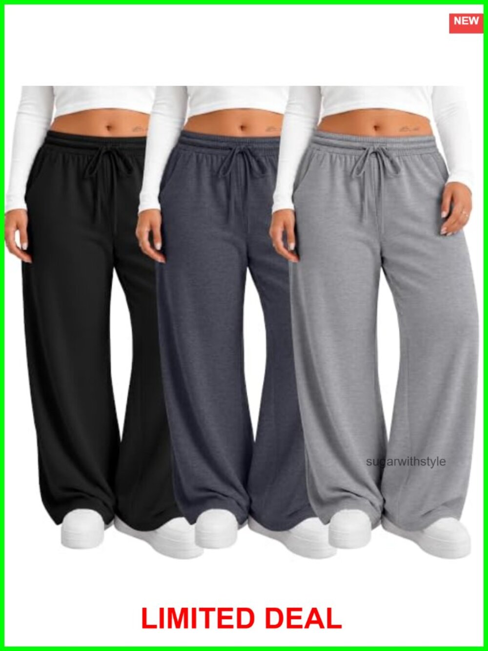 Plus Size Wide Leg Sweatpants Athletic Pants Drawstring